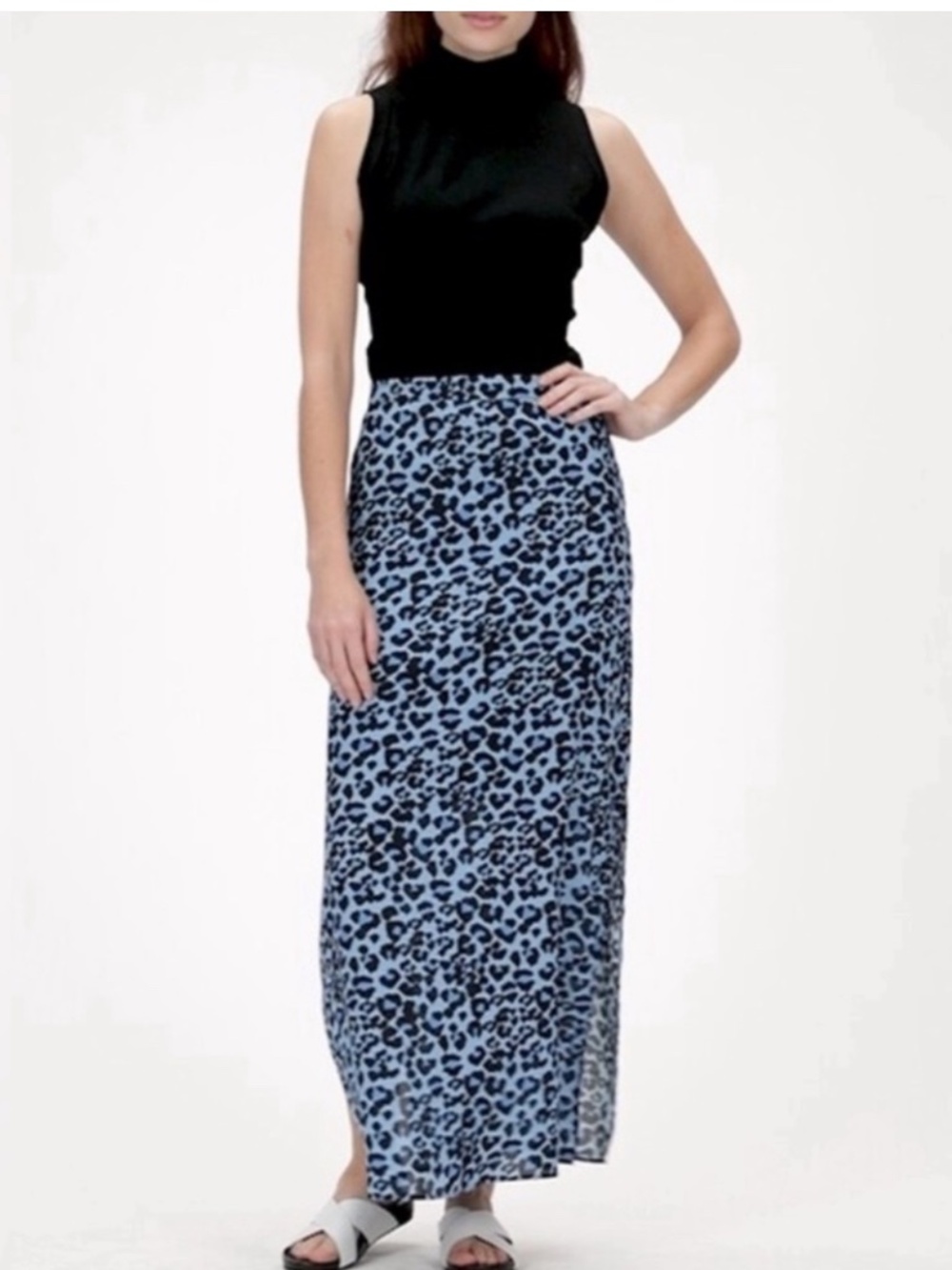 Banana Republic Maxi Blue Leopard Skirt size 2